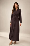 Brown Belted Maxi Dress