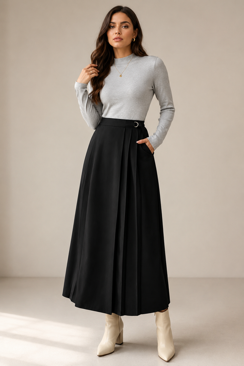 Black Buckle Skirt