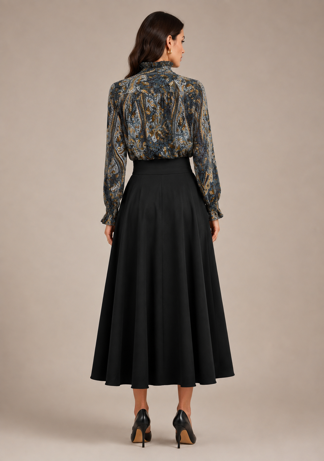 High Waisted Elegant Black Skirt