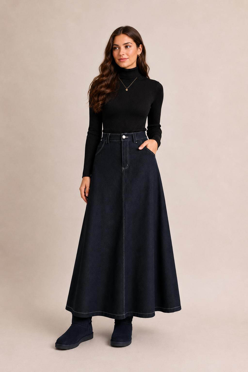 Navy Blue A-line Skirt