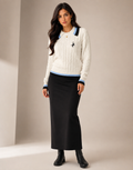 Ivory Sweater With Blue Collar