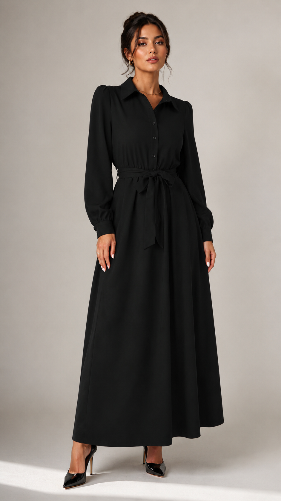 Black Belted Maxi Dress