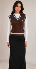 Brown Cable-Knit Vest