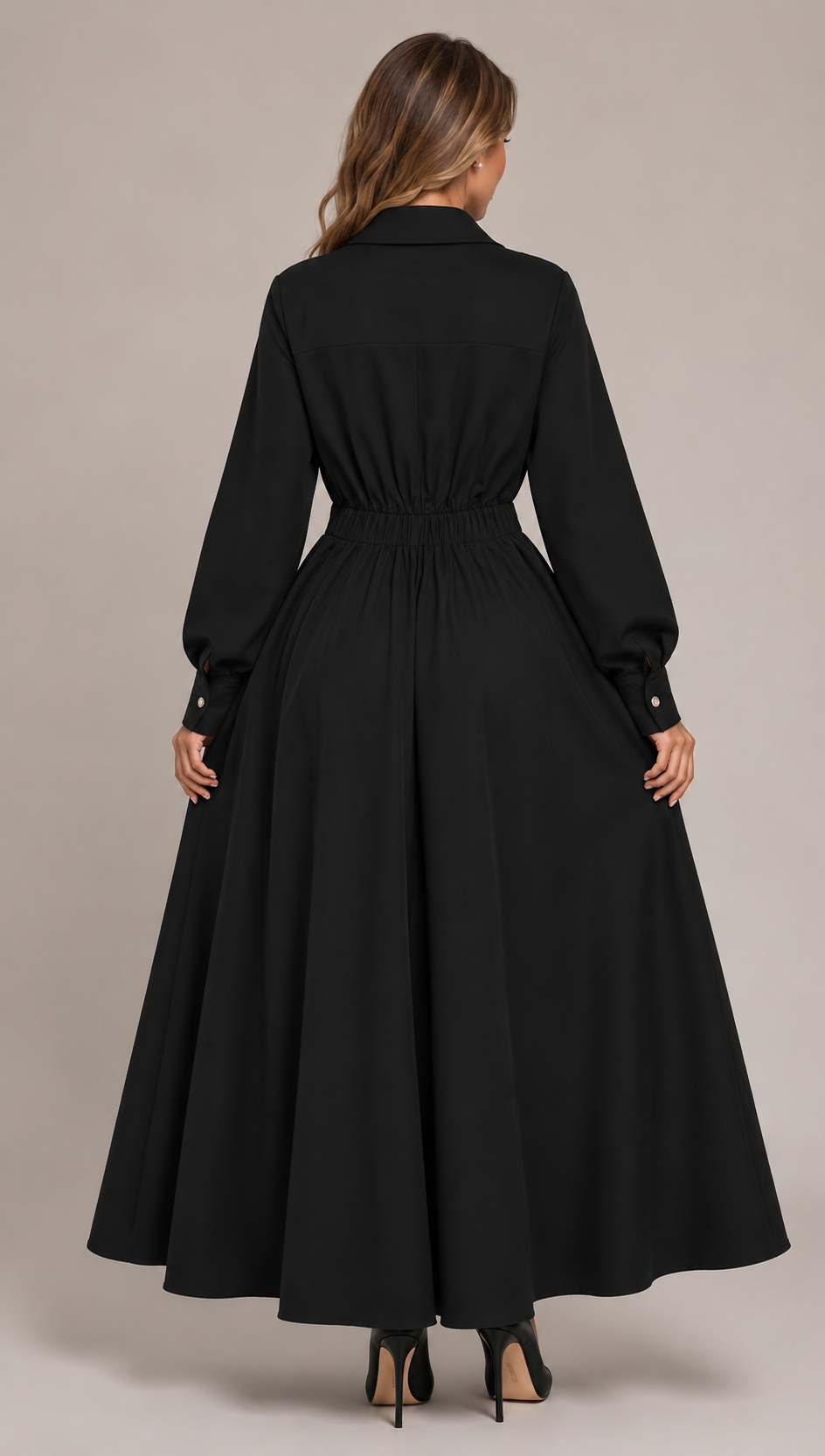 Black Elegant Shirt Dress