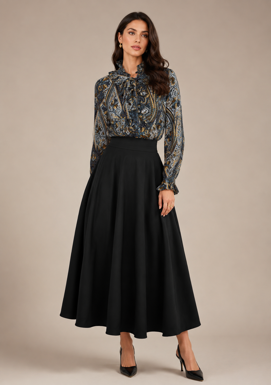 High Waisted Elegant Black Skirt