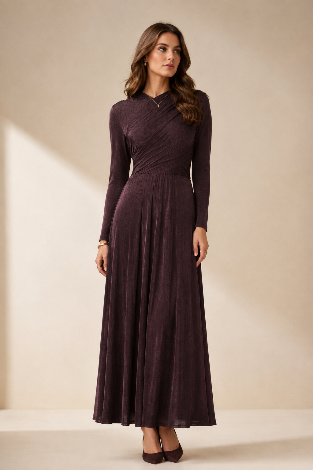 Brown Criss Cross Maxi Dress