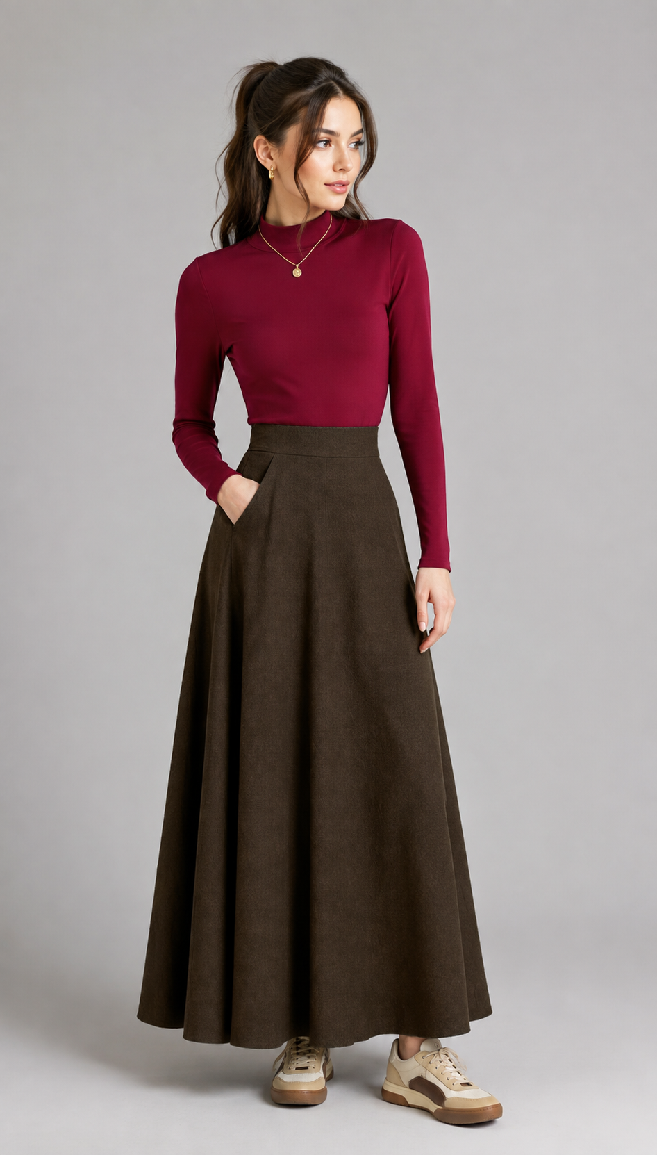 Brown A-Line Skirt