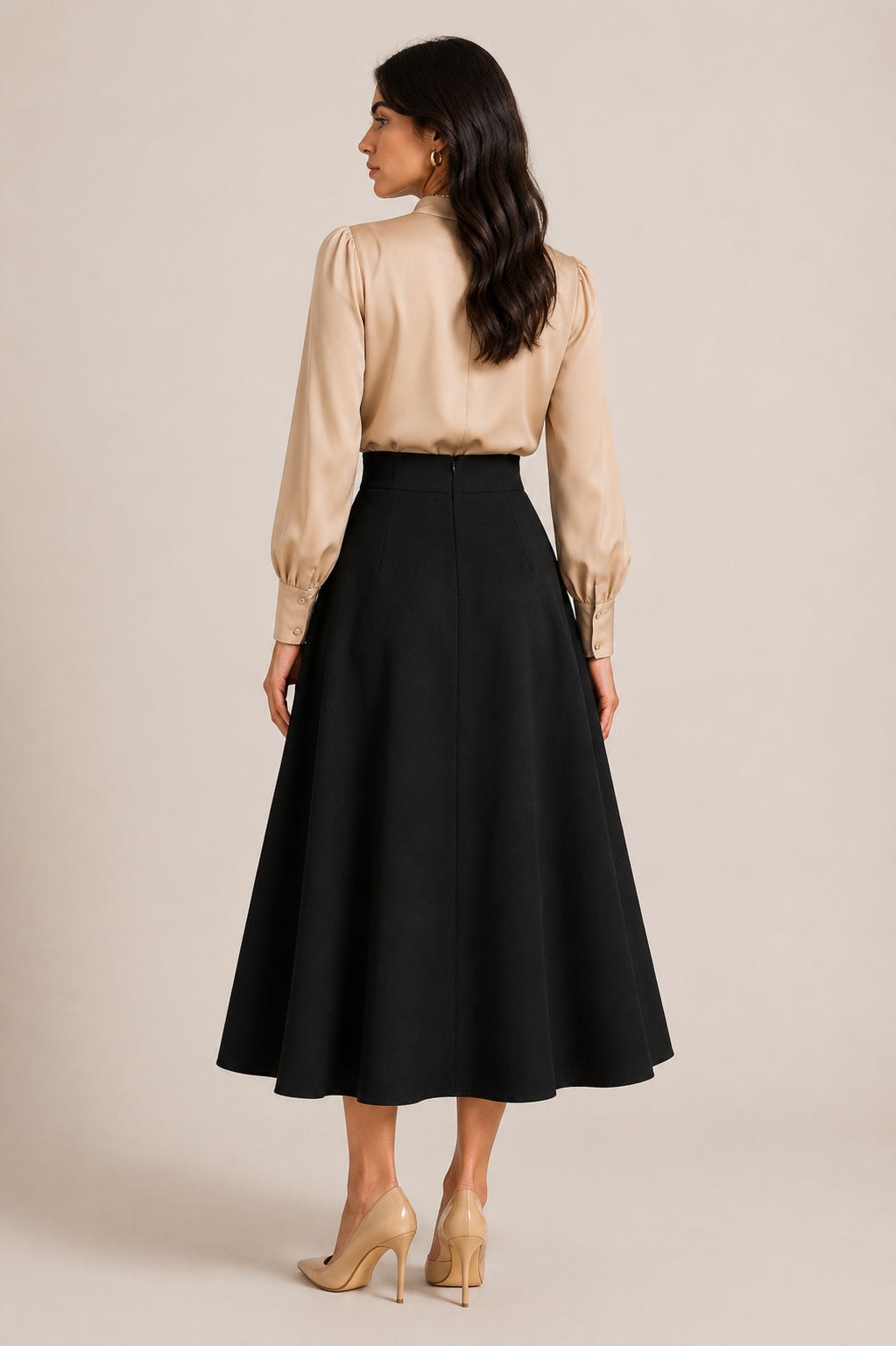 Elegant Black Skirt With Gold Buttons