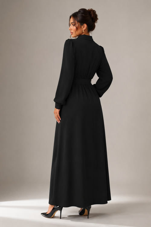 Black Belted Maxi Dress